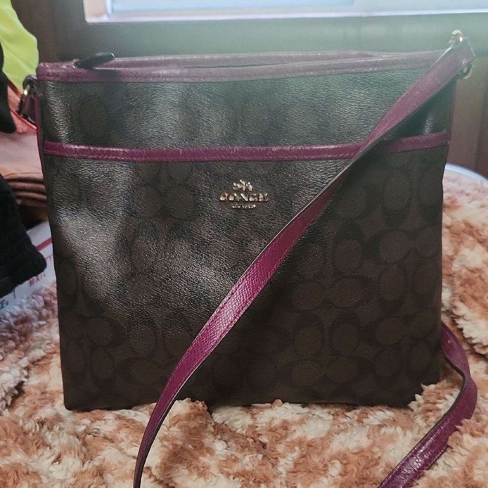 Coach Purple and Brown Crossbody Bag with Elegant Design